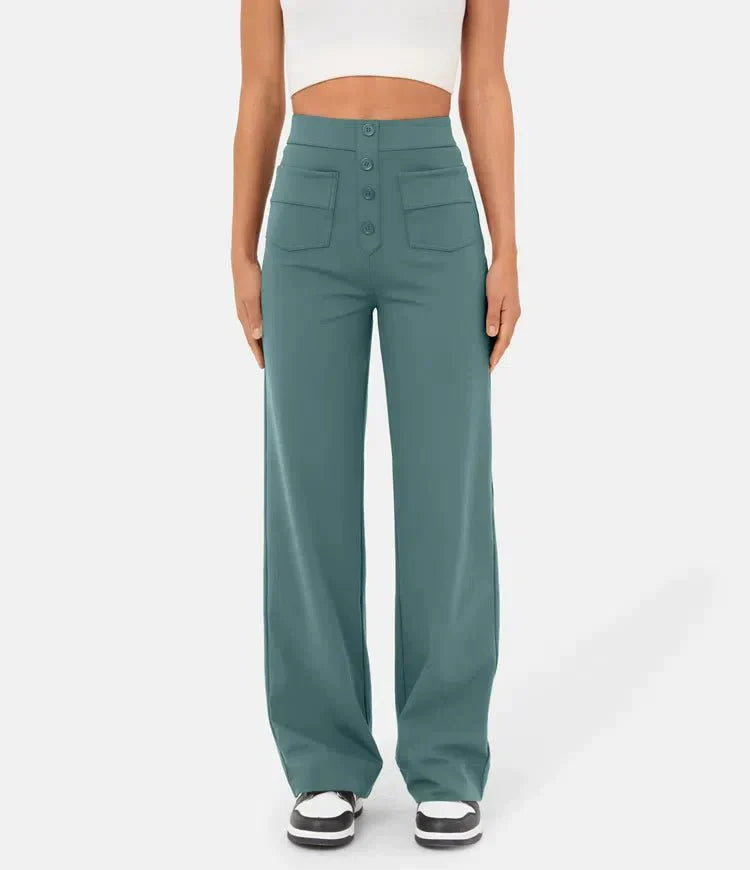 High-Waisted Wide-Leg Pants for Women – Relaxed & Chic With Buttons