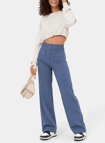 High-Waisted Wide-Leg Pants for Women – Relaxed & Chic With Buttons