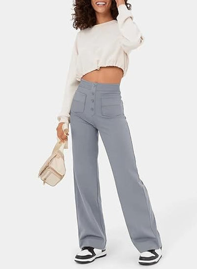 High-Waisted Wide-Leg Pants for Women – Relaxed & Chic With Buttons