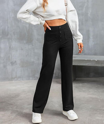 High-Waisted Wide-Leg Pants for Women – Relaxed & Chic With Buttons
