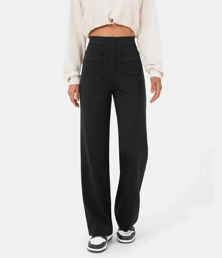 High-Waisted Wide-Leg Pants for Women – Relaxed & Chic With Buttons