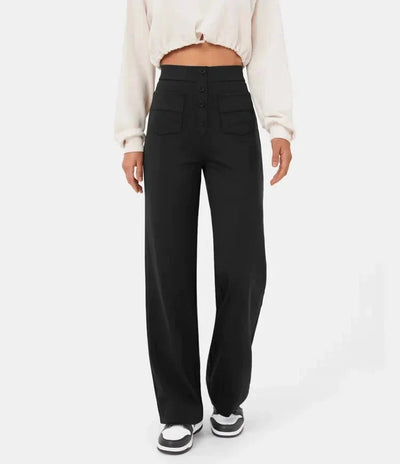 High-Waisted Wide-Leg Pants for Women – Relaxed & Chic With Buttons