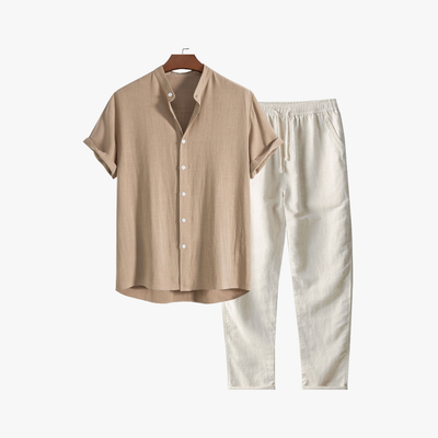 Men’s Linen Co-ord Set – Short Sleeve Shirt & Relaxed Trousers