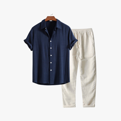 Men’s Linen Co-ord Set – Short Sleeve Shirt & Relaxed Trousers