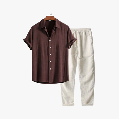 Men’s Linen Co-ord Set – Short Sleeve Shirt & Relaxed Trousers