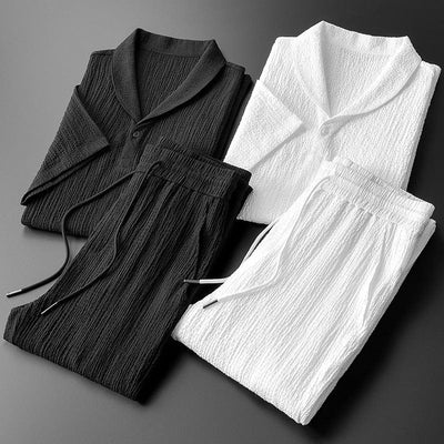 Men’s Linen Lounge Set – Relaxed Fit, Top & Pants Combo