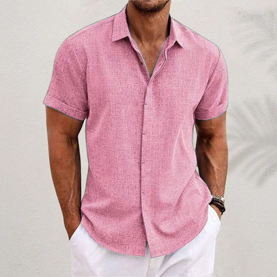 Men’s Short Sleeve Linen Shirt – Lightweight Cotton-Linen Blend
