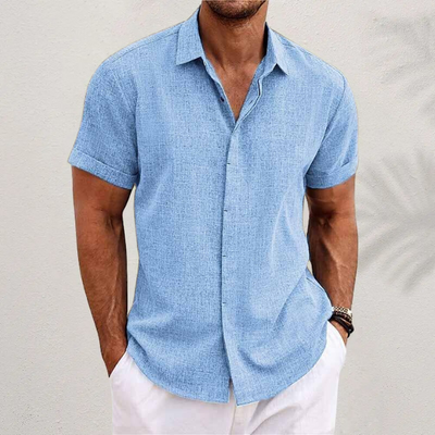 Men’s Short Sleeve Linen Shirt – Lightweight Cotton-Linen Blend