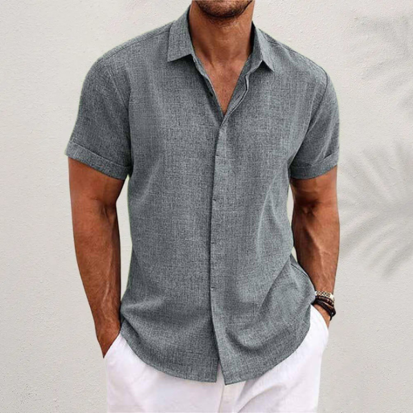 Men’s Short Sleeve Linen Shirt – Lightweight Cotton-Linen Blend