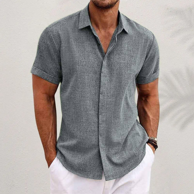 Men’s Short Sleeve Linen Shirt – Lightweight Cotton-Linen Blend