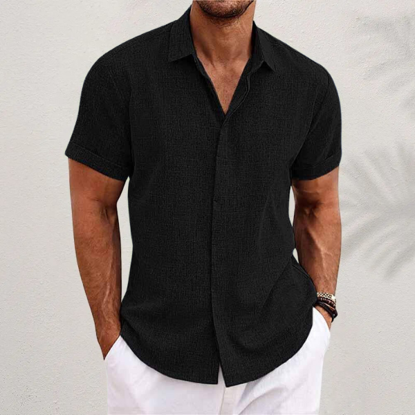 Men’s Short Sleeve Linen Shirt – Lightweight Cotton-Linen Blend