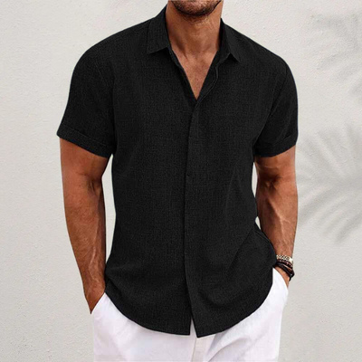 Men’s Short Sleeve Linen Shirt – Lightweight Cotton-Linen Blend