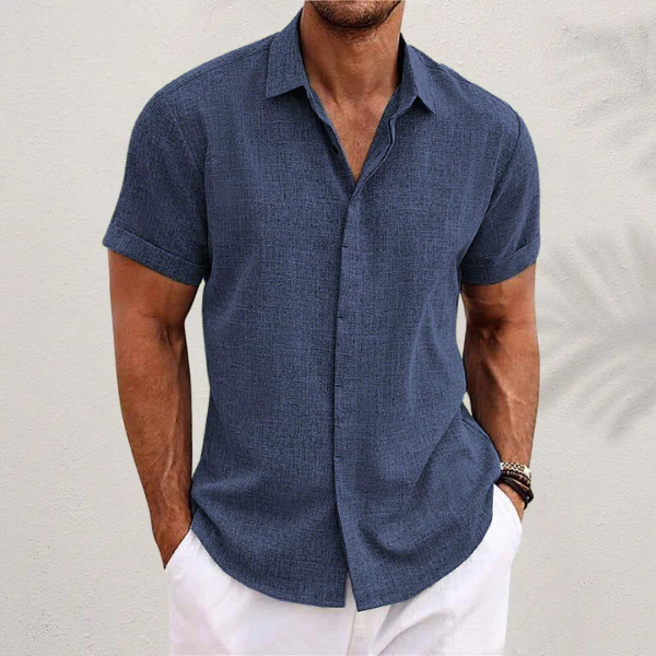 Men’s Short Sleeve Linen Shirt – Lightweight Cotton-Linen Blend
