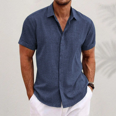 Men’s Short Sleeve Linen Shirt – Lightweight Cotton-Linen Blend