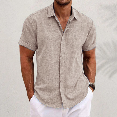 Men’s Short Sleeve Linen Shirt – Lightweight Cotton-Linen Blend