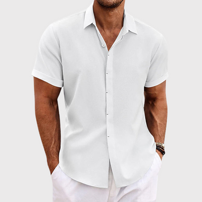 Men’s Short Sleeve Linen Shirt – Lightweight Cotton-Linen Blend