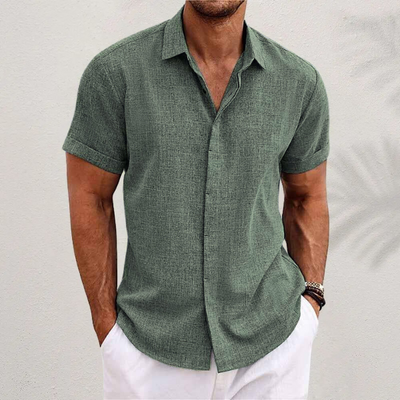 Men’s Short Sleeve Linen Shirt – Lightweight Cotton-Linen Blend