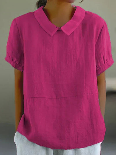 Women’s Linen Blouse – Peter Pan Collar & Relaxed Fit