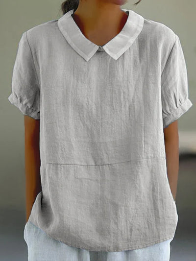 Women’s Linen Blouse – Peter Pan Collar & Relaxed Fit