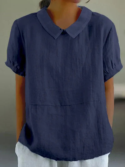 Women’s Linen Blouse – Peter Pan Collar & Relaxed Fit