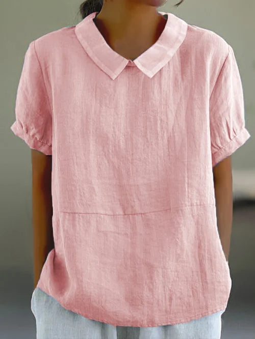 Women’s Linen Blouse – Peter Pan Collar & Relaxed Fit