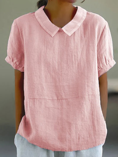 Women’s Linen Blouse – Peter Pan Collar & Relaxed Fit