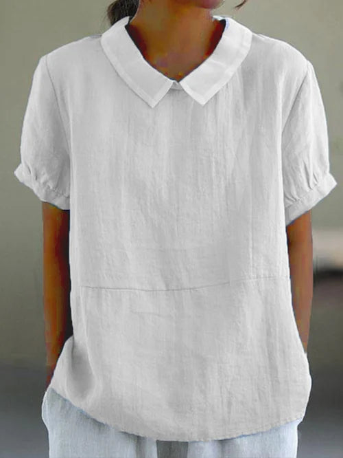 Women’s Linen Blouse – Peter Pan Collar & Relaxed Fit
