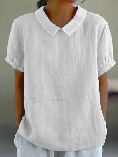 Women’s Linen Blouse – Peter Pan Collar & Relaxed Fit