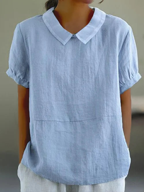 Women’s Linen Blouse – Peter Pan Collar & Relaxed Fit