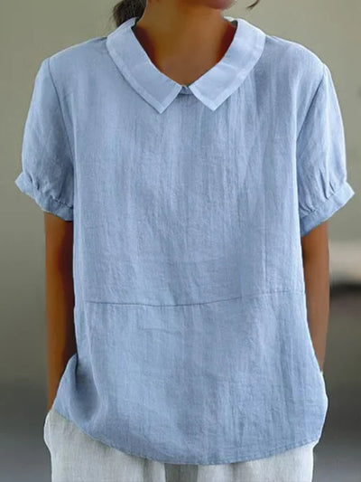 Women’s Linen Blouse – Peter Pan Collar & Relaxed Fit