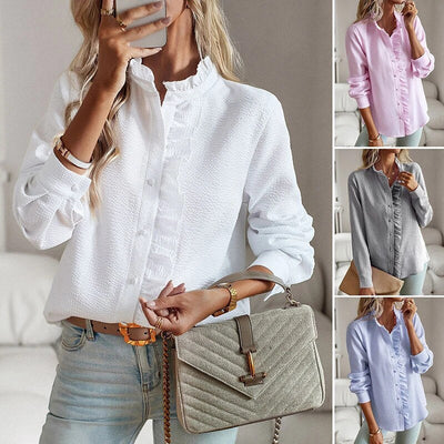 Women’s Long SleeveRuffle Shirt – Elegant, Lightweight & Versatile