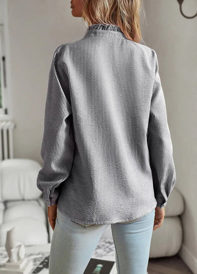 Women’s Long SleeveRuffle Shirt – Elegant, Lightweight & Versatile
