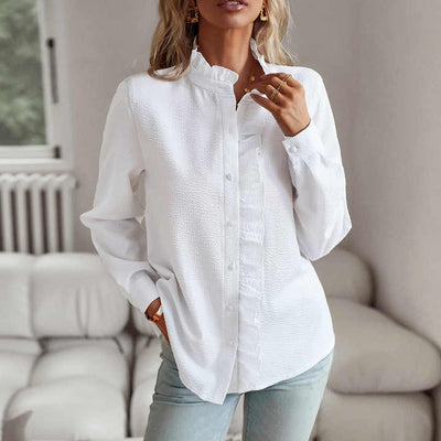 Women’s Long SleeveRuffle Shirt – Elegant, Lightweight & Versatile