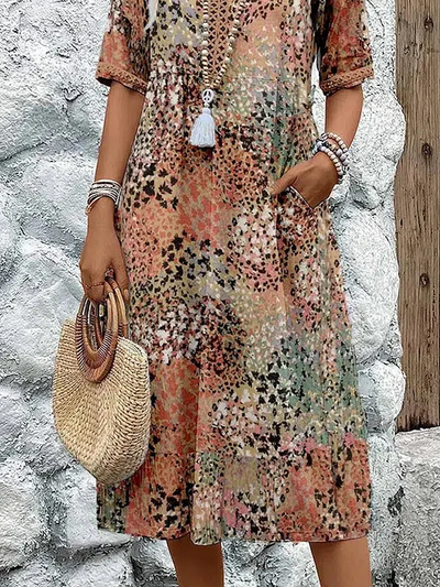 Women’s Plus Size Dress – Casual Chic Midi with Pockets